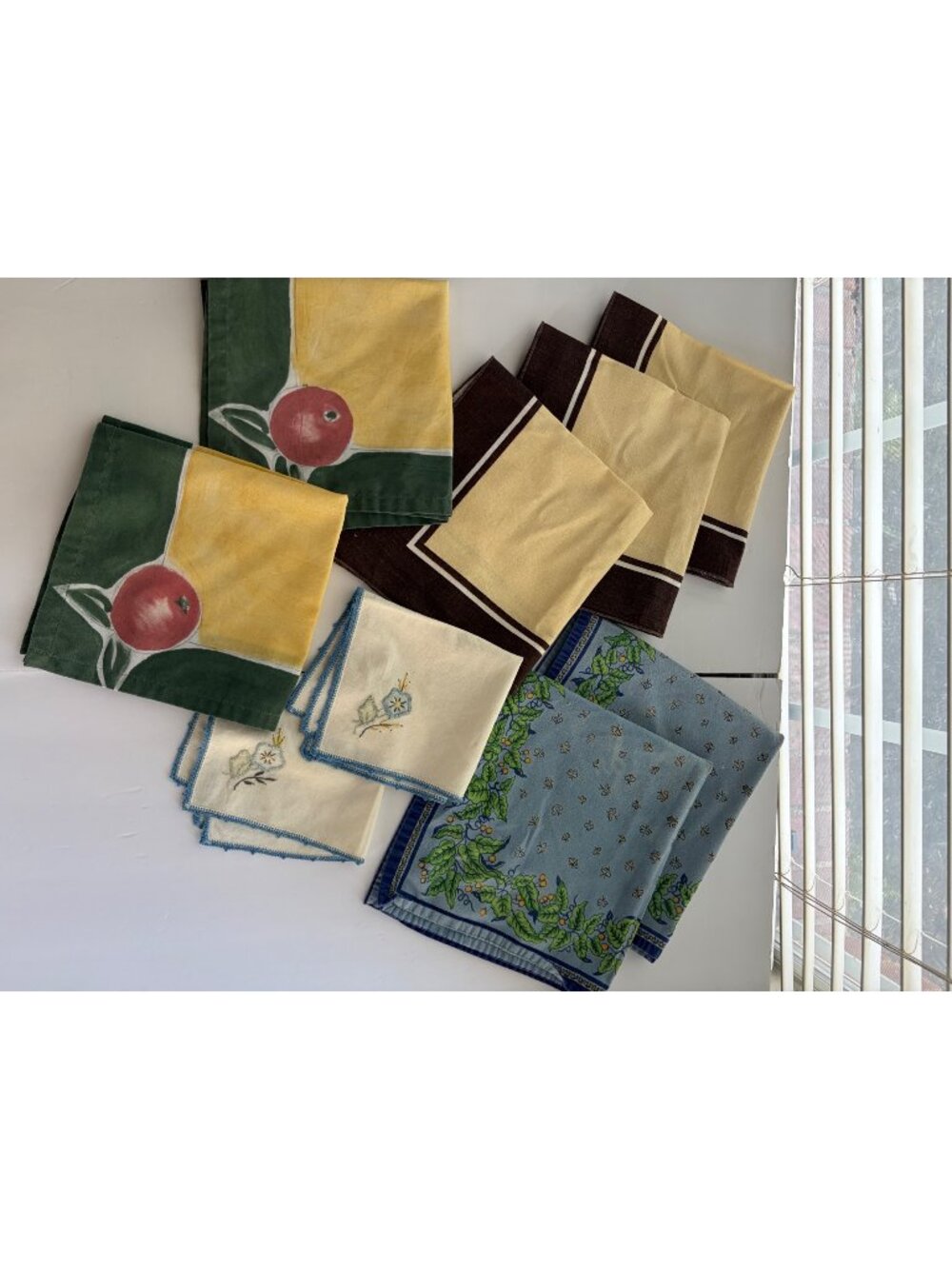 Vintage Assorted Cotton Napkins With Floral & Fruit Prints Decorative & Function